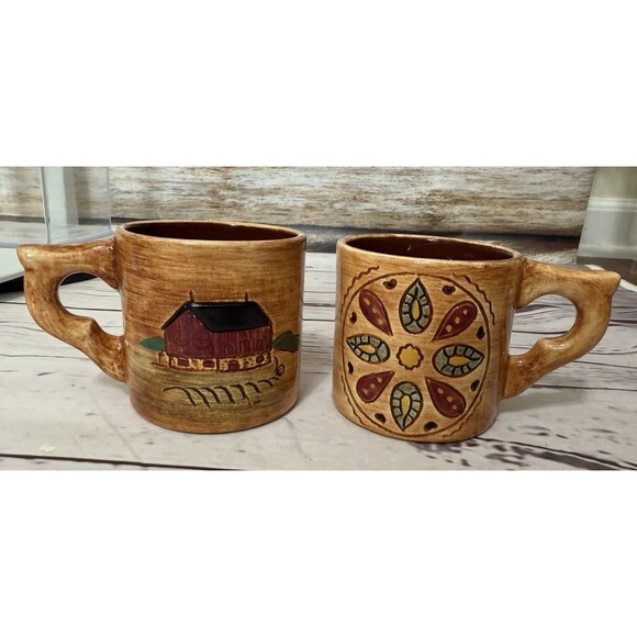 Pennsbury Pottery Mugs Set Of Two Amish Farm Hand Made - Picture 1 of 9